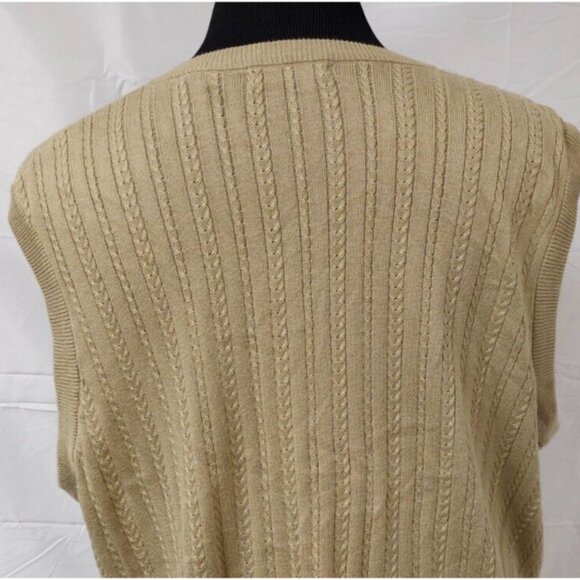 PGA TOUR Mens XL Beige Cable Knit Sleeveless V-Neck Logo Golf Sweater Vest - Picture 9 of 11